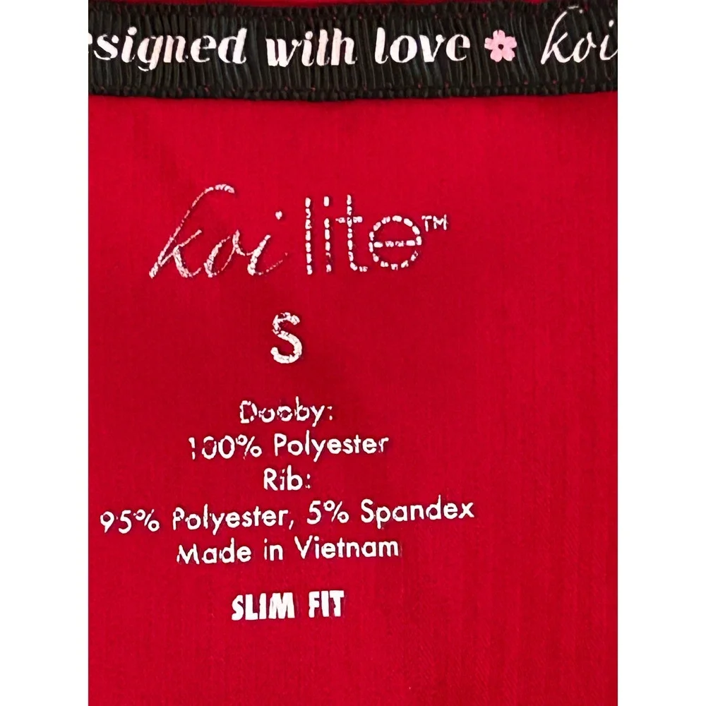 Koi Lite Red Scrub Set Womens Small Top XS Regular Pants Slim Fit